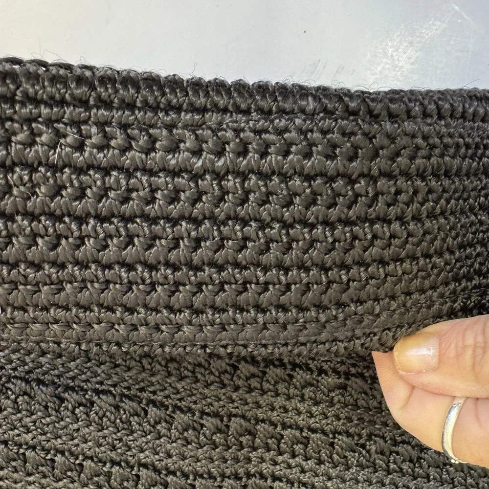 THE SAK Crochet Black Hobo Shoulder Bag Purse Beachy Boho Vacation Summer Travel